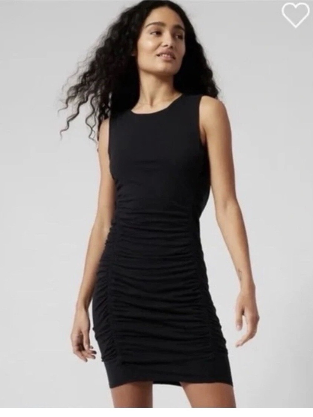 Athleta Stella Dress Women's Black Ruched Sleeveless Bodycon Dress